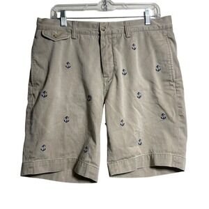 Polo Ralph Lauren Mens 34 Classic Fit Anchor Embroidered Khaki Chino Shorts Tan